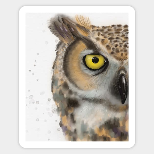 Owl watercolor portrait Sticker by RenattaZare